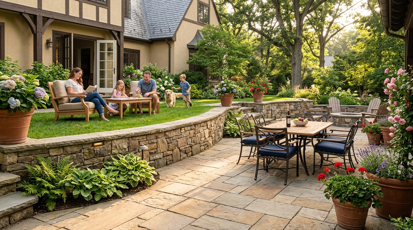 Historic brick facade on a North Shore home