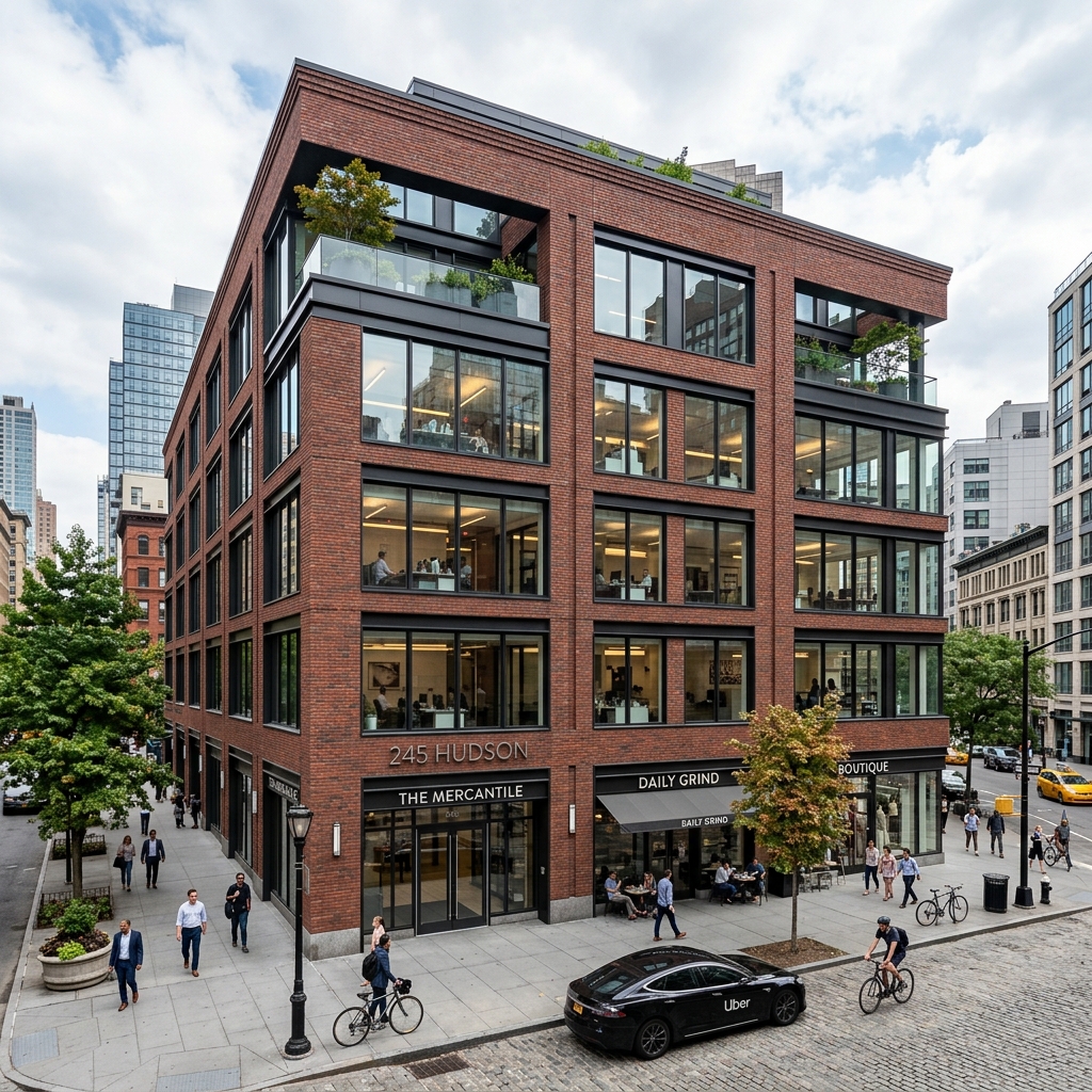 Brick facade installation on a commercial building